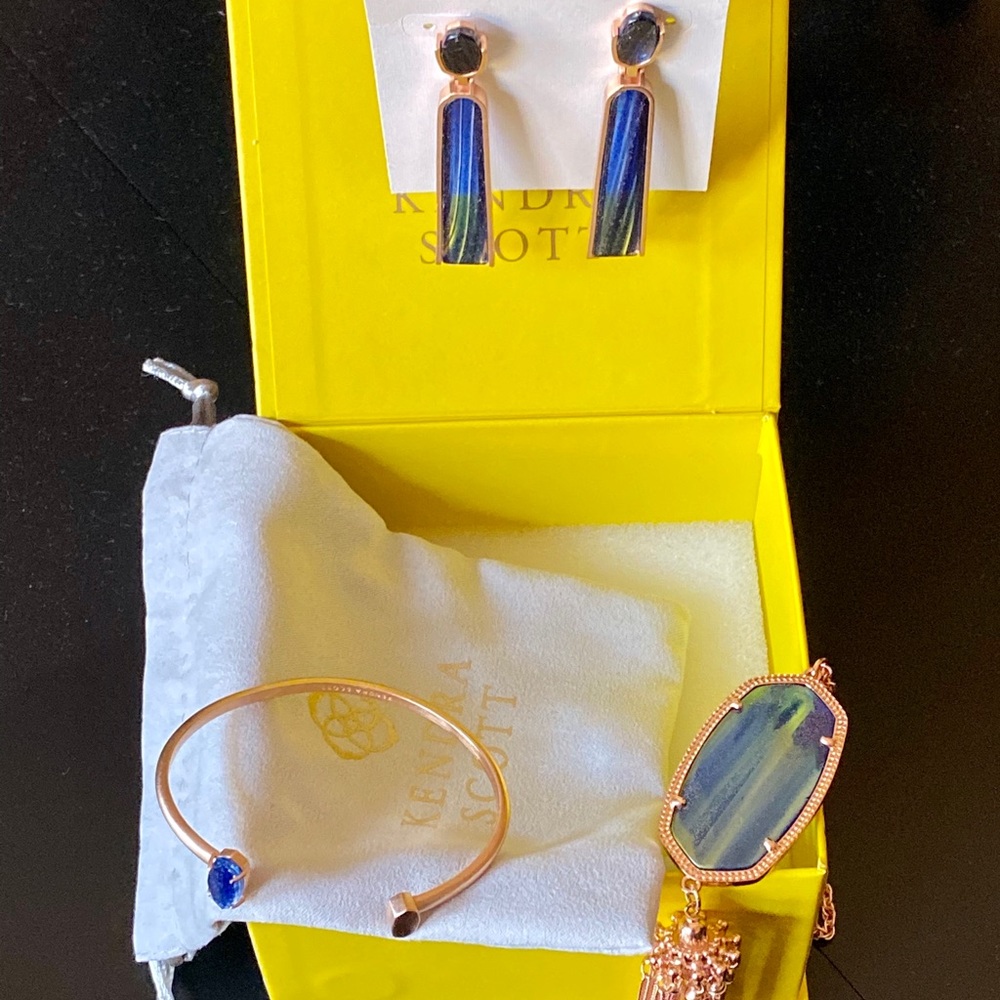 *Like New* KS Rose Gold & Navy Dusted Glass Set